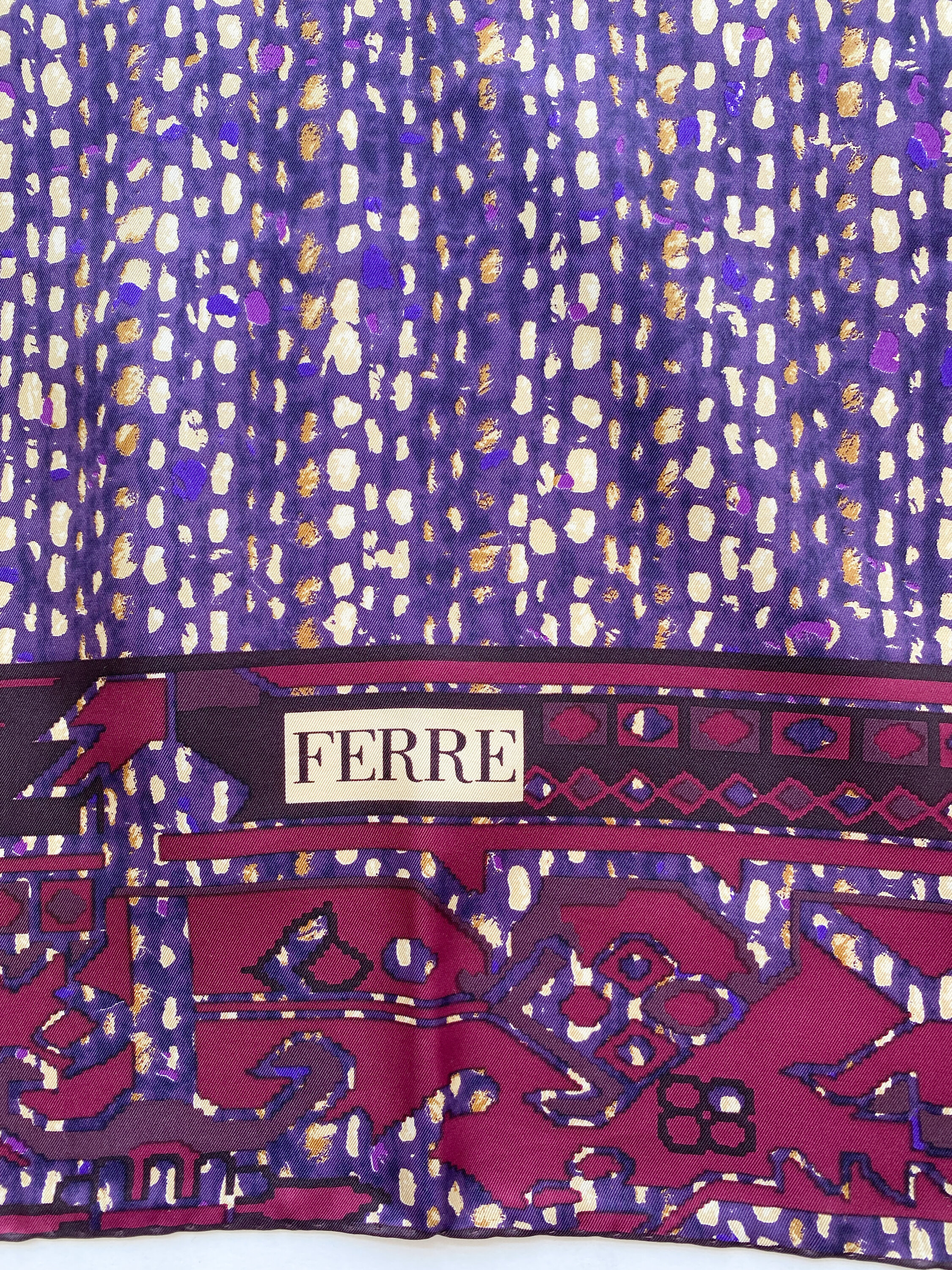 1990s Gianfranco Ferre Aubergine Foulard Silk Scarf — Wayward
